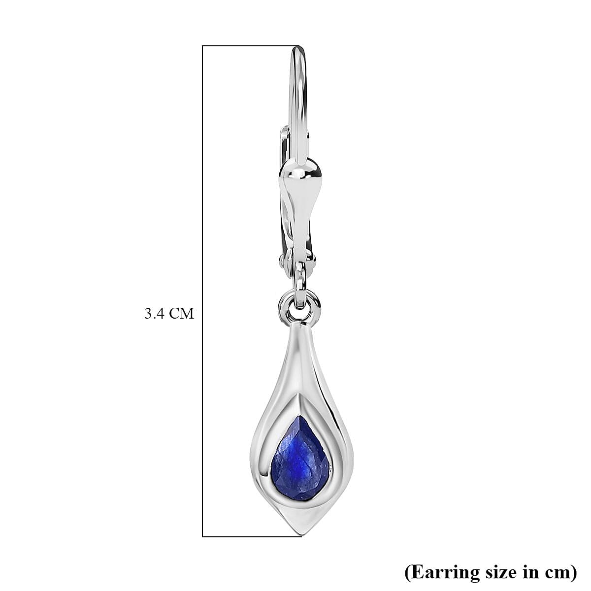 Blue Sapphire Solitaire Earrings in Platinum Overlay Sterling Silver 1.15 Ct 7768565 5