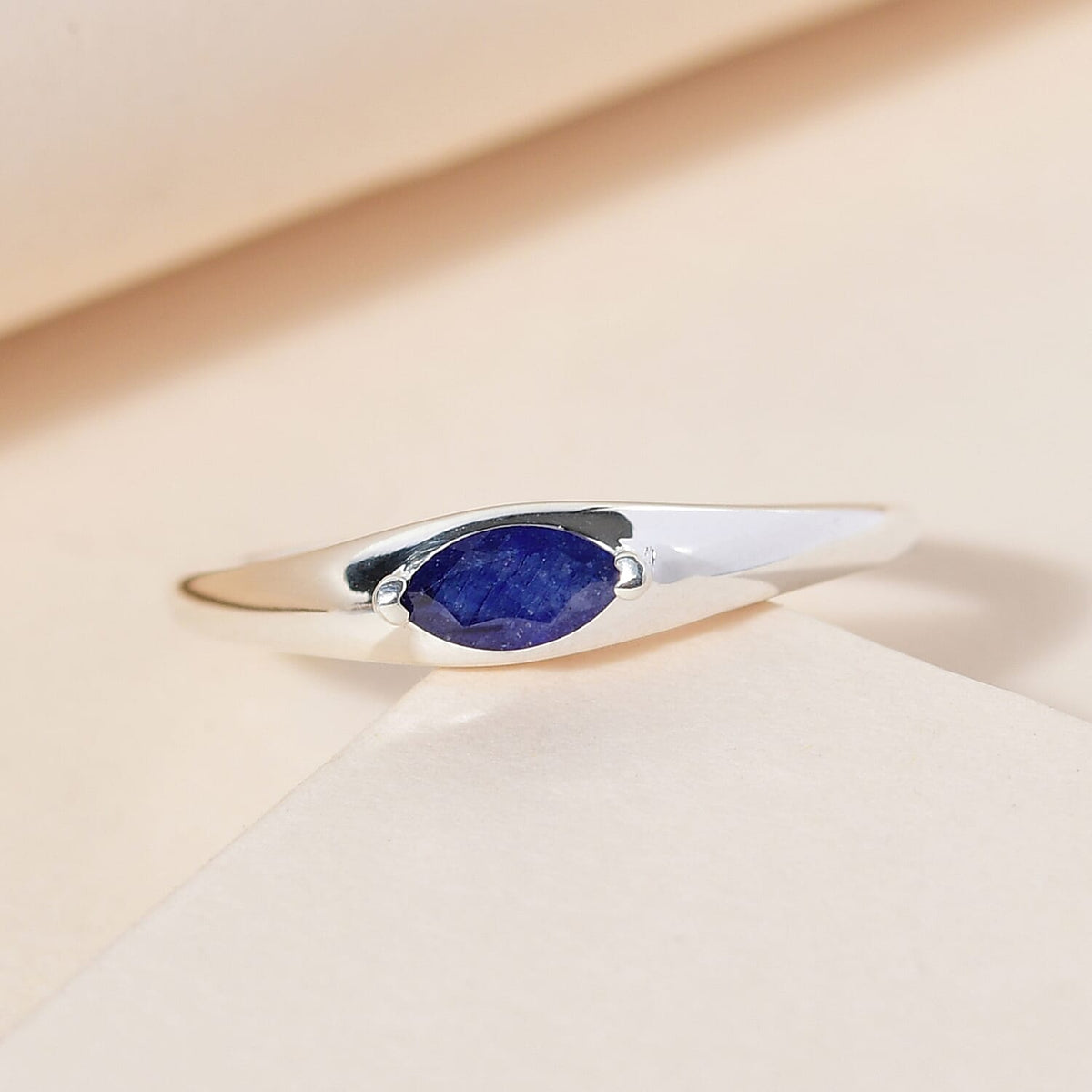 Fissure Filled Blue Sapphire Solitaire Ring in Sterling Silver 7442289 1