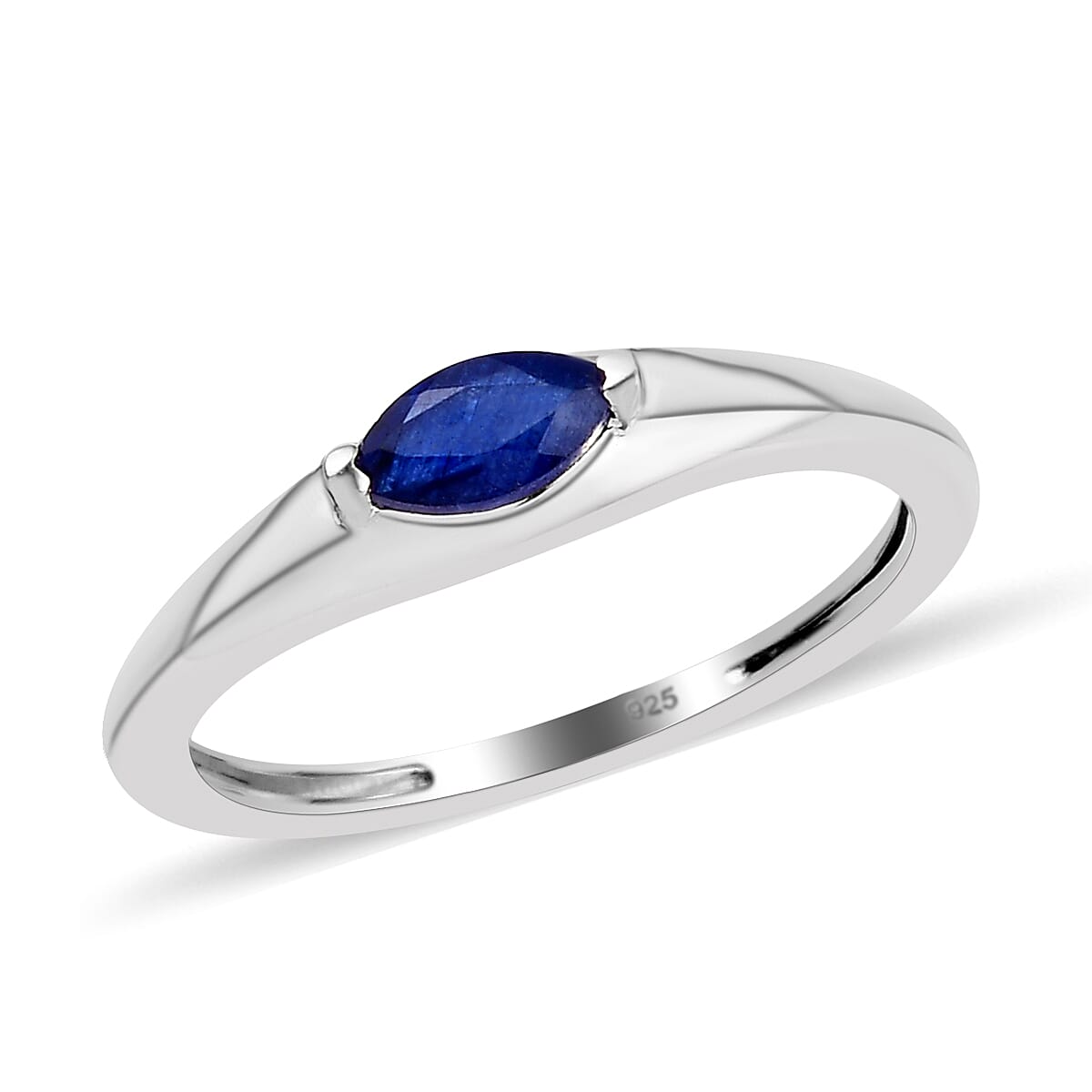 Fissure Filled Blue Sapphire Solitaire Ring in Sterling Silver 7442289 3