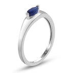 Fissure Filled Blue Sapphire Solitaire Ring in Sterling Silver