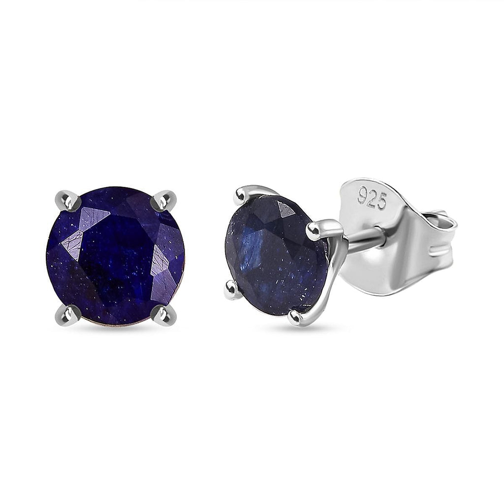 Masoala Sapphire Solitaire Stud Earrings in Platinum Overlay Sterling Silver 2.32 Ct