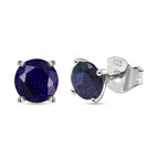 Masoala Sapphire Solitaire Stud Earrings in Platinum Overlay Sterling Silver 2.32 Ct