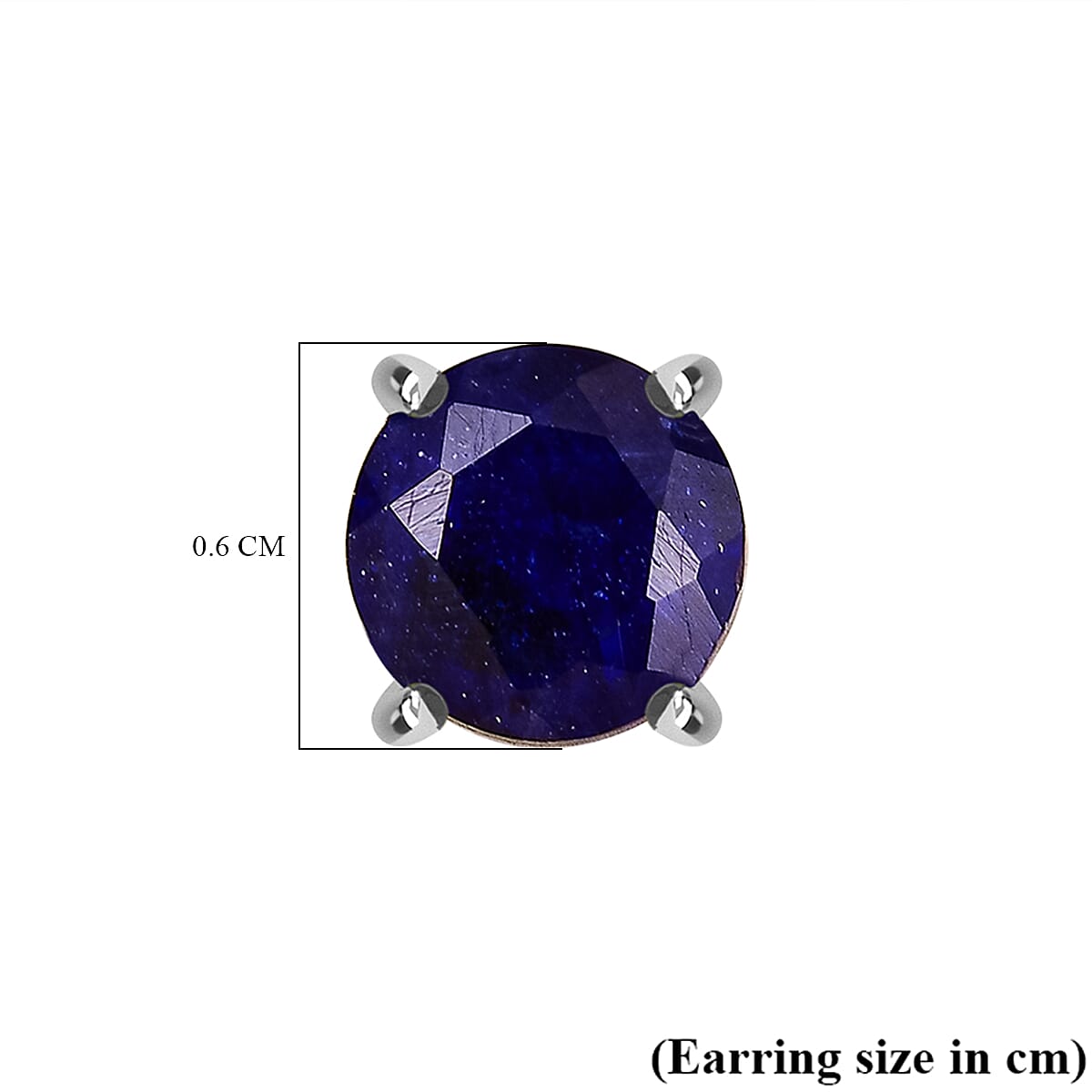 Fissure Filled Blue Sapphire  Solitaire Stud Push Post Earrings in Platinum Overlay Sterling Silver 2.314  Ct. 7767533 5