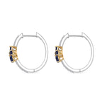 Fissure Filled Blue Sapphire , White Zircon Fancy Earring  Sterling Silver 1.95 ct  2.536  Ct.