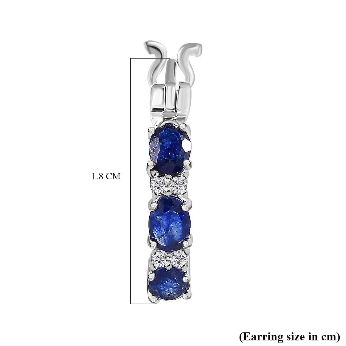 Blue Sapphire and Natural Zircon Hoop Earrings in Sterling Silver 1.74 Ct. 7547745 5
