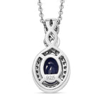Fissure Filled Blue Sapphire,  White Zircon Pendant with Chain (Size 20) in rhodium Sterling Silver 0.44 ct  1.990  Ct.