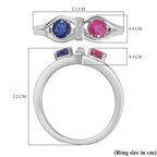 Fissure Filled Blue Sapphire ,  White Zircon  Solitaire Ring in Platinum Overlay Sterling Silver 0.90 ct  0.904  Ct.