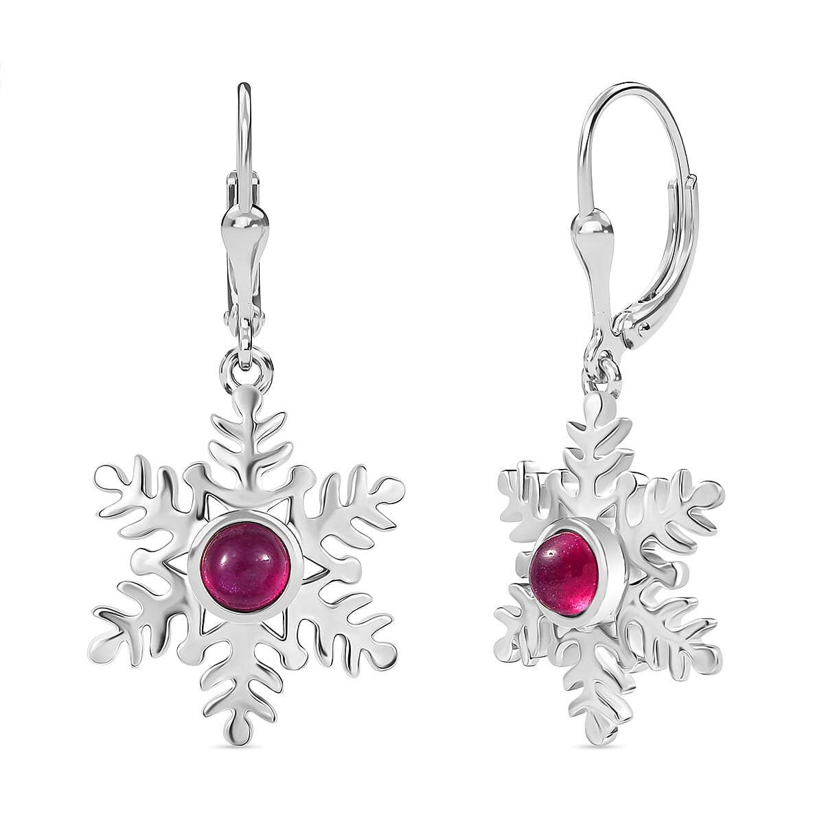Ruby Solitaire Lever Back Earring in Rhodium Overlay Sterling Silver 1.83 Ct. 7986418 0