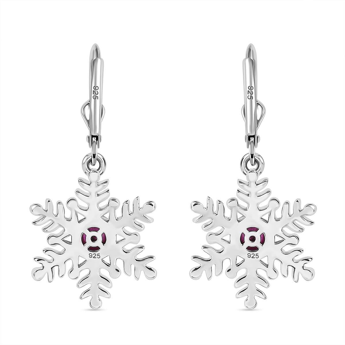 Ruby Solitaire Lever Back Earring in Rhodium Overlay Sterling Silver 1.83 Ct. 7986418 5