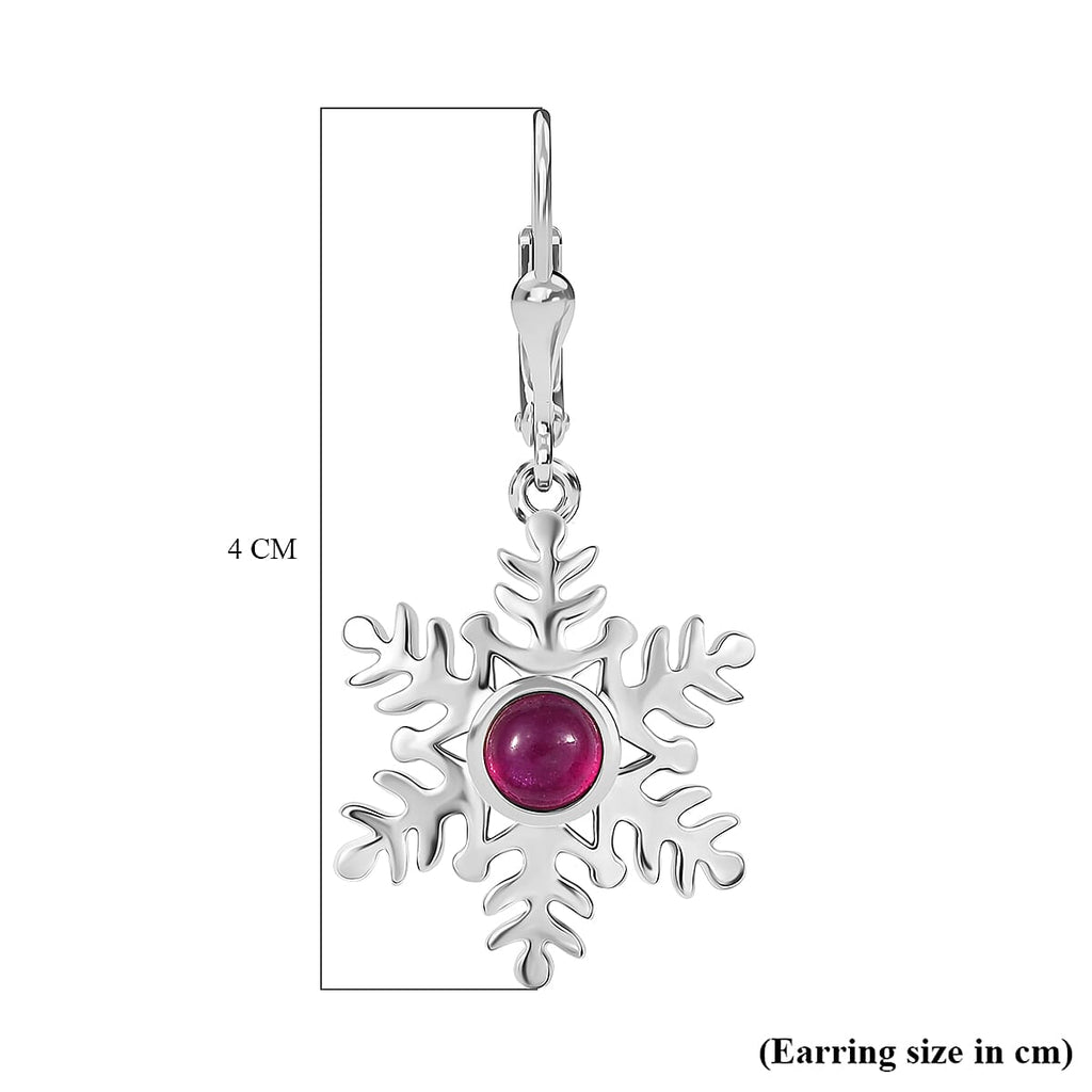 Ruby Solitaire Lever Back Earring in Rhodium Overlay Sterling Silver 1.83 Ct.