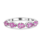 Pink Sapphire 5 Stone Ring in Platinum Overlay Sterling Silver 1.54 Ct