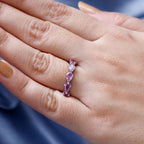 Pink Sapphire 5 Stone Ring in Platinum Overlay Sterling Silver 1.54 Ct