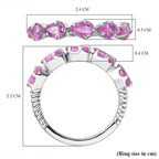 Pink Sapphire 5 Stone Ring in Platinum Overlay Sterling Silver 1.54 Ct