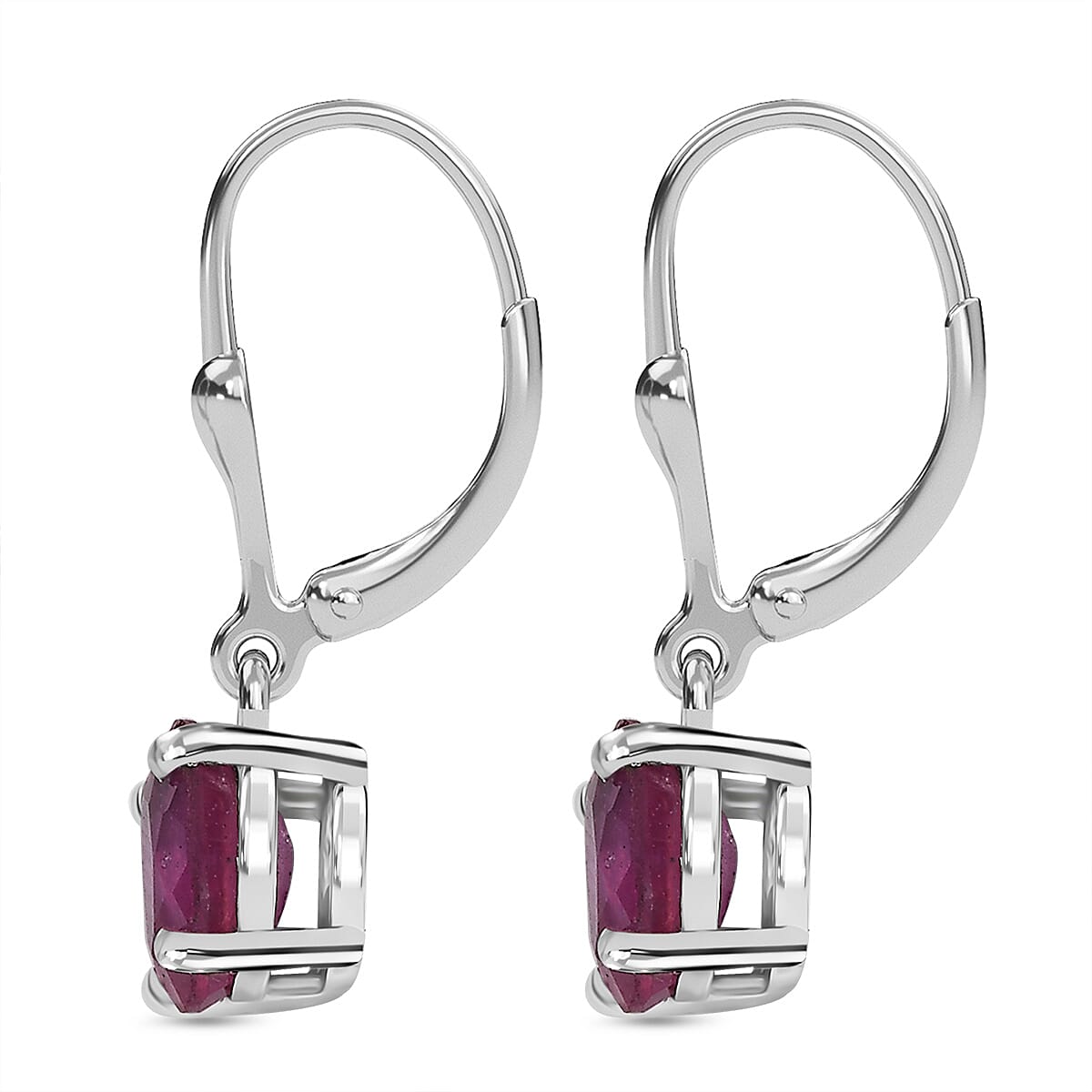 Fissure Filled Pink Sapphire Earring with Lever Back in Platinum Overlay Sterling Silver 2.14 Ct. 8100013 7