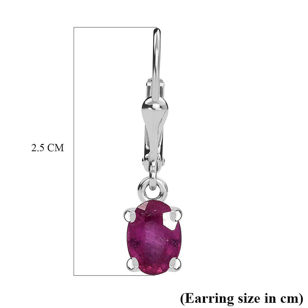 Fissure Filled Pink Sapphire Earring with Lever Back in Platinum Overlay Sterling Silver 2.14 Ct.