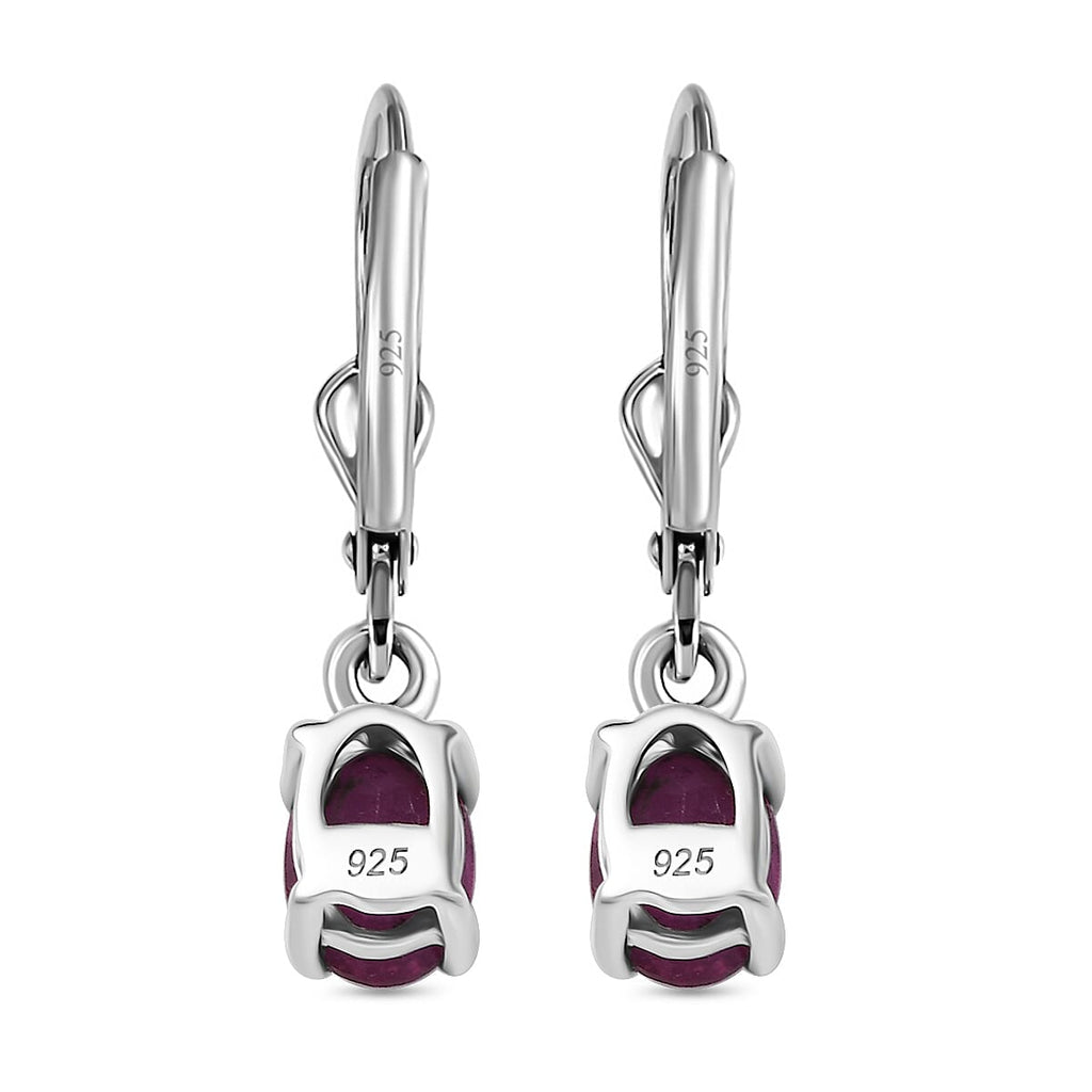 Fissure Filled Pink Sapphire Earring with Lever Back in Platinum Overlay Sterling Silver 2.14 Ct.