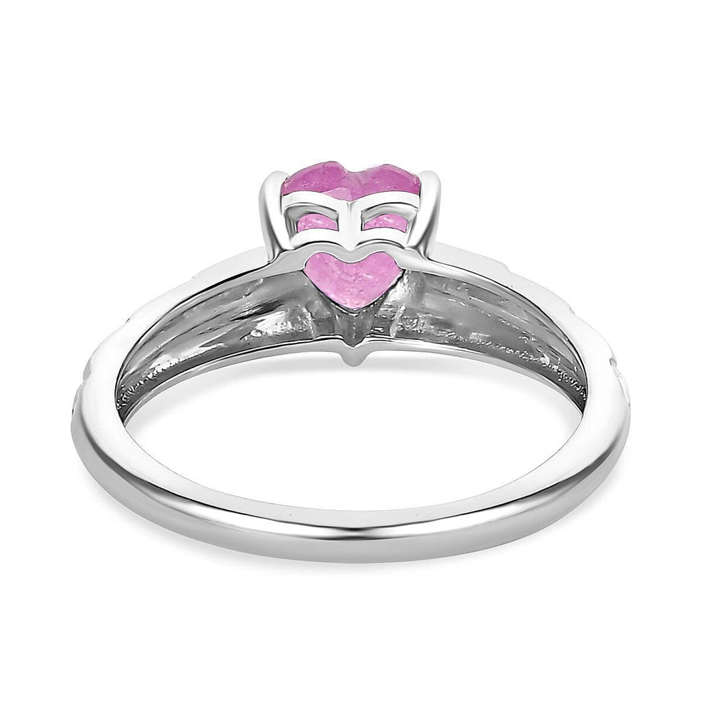 Pink Sapphire Heart Ring in Sterling Silver 1.00 Ct.