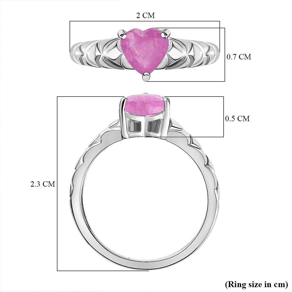 Pink Sapphire Heart Ring in Sterling Silver 1.00 Ct. 7236369 5