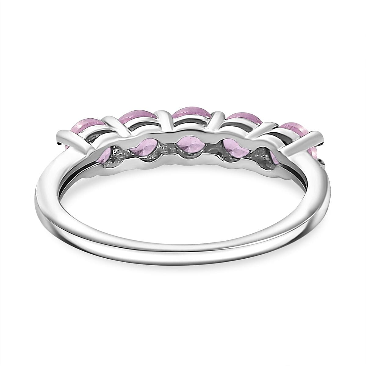 Fissure Filled Pink Sapphire 5-Stone Ring in Platinum Overlay Sterling Silver 1.34 Ct. 7795764 4