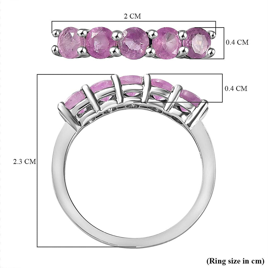 Fissure Filled Pink Sapphire  Ring in Platinum Overlay Sterling Silver 1.30 ct  1.345  Ct.