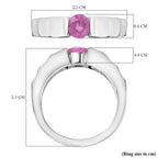 Fissure Filled Pink Sapphire  Solitaire Ring in rhodium Sterling Silver