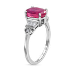 Collectors Edition - Extremely Rare Vivid Pink Sapphire & Natural Zircon Ring in Platinum Overlay Sterling Silver 2.65 Ct.