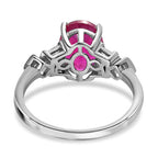 Collectors Edition - Extremely Rare Vivid Pink Sapphire & Natural Zircon Ring in Platinum Overlay Sterling Silver 2.65 Ct.