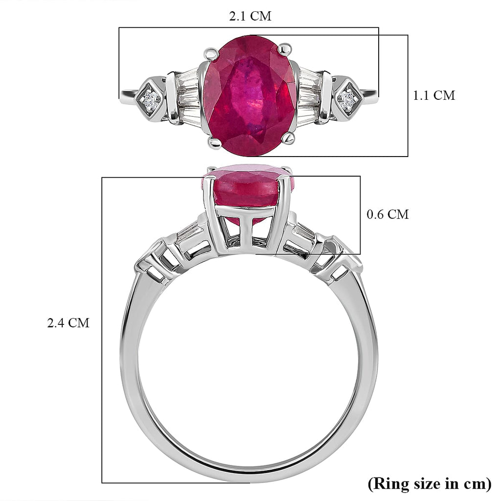 Collectors Edition - Extremely Rare Vivid Pink Sapphire & Natural Zircon Ring in Platinum Overlay Sterling Silver 2.65 Ct.