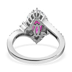 Pink Sapphire & Natural Zircon Halo Ring in Platinum Overlay Sterling Silver 2.15 Ct