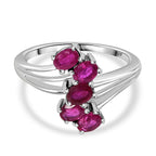 African Ruby 5 Stone Ring in Platinum Overlay Sterling Silver 1.00 Ct.