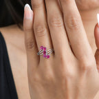 African Ruby 5 Stone Ring in Platinum Overlay Sterling Silver 1.00 Ct.