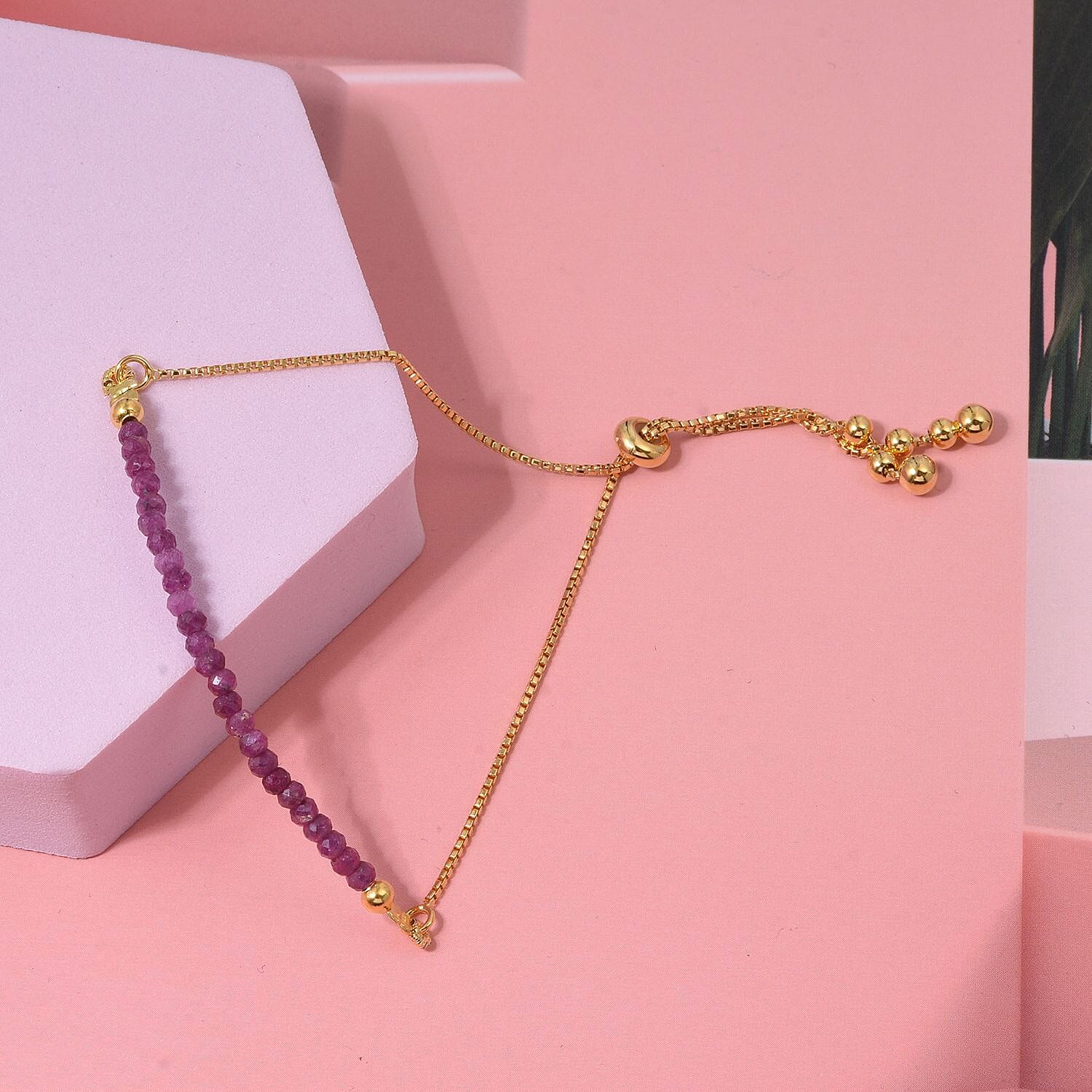 Ruby Bracelet (Size 6.5 - 8 Adjustable) in Yellow Gold Plated Sterling Silver 7.00 Ct. 8323647 2