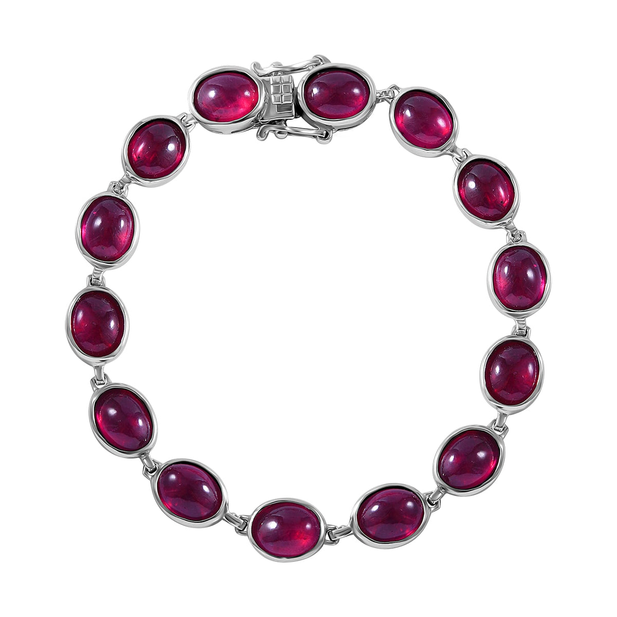 African Ruby Tennis Bracelet (Size - 7) in Rhodium Overlay Sterling Silver 7721370 0
