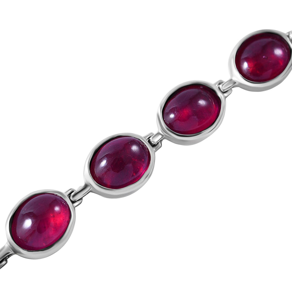 Tucson Special - African Ruby Bracelet (Size 8) in Rhodium Overlay Sterling Silver 43.00 Ct, Silver Wt 14.00 GM