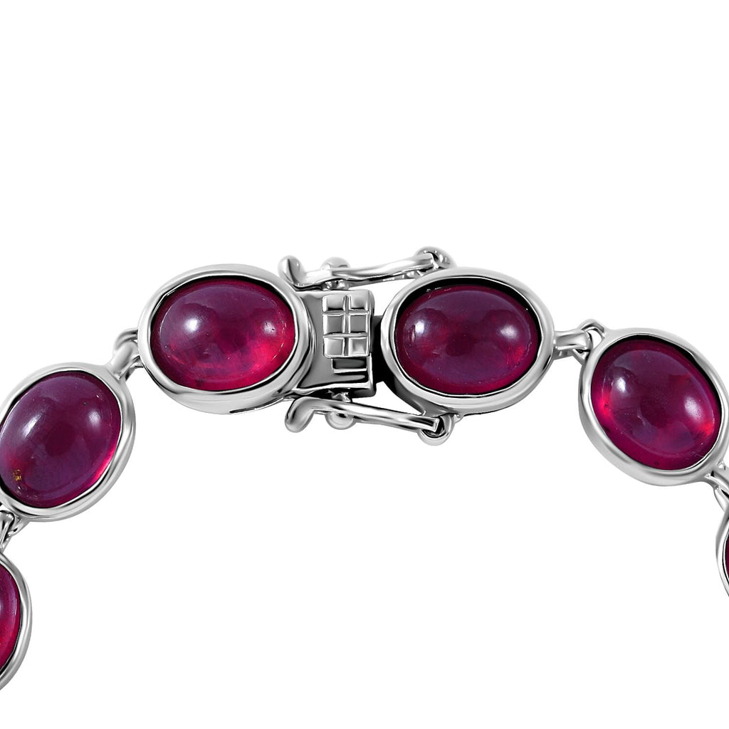 Tucson Special - African Ruby Bracelet (Size 8) in Rhodium Overlay Sterling Silver 43.00 Ct, Silver Wt 14.00 GM