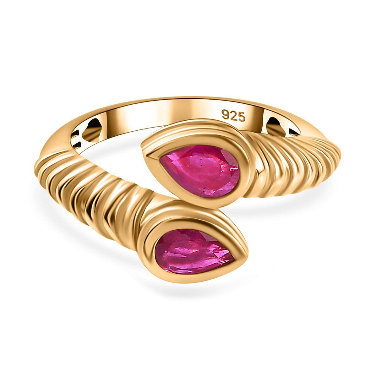 Ruby Bypass Ring in 18K Vermeil Yellow Gold Plated Sterling Silver 1.17 Ct 7758118 0