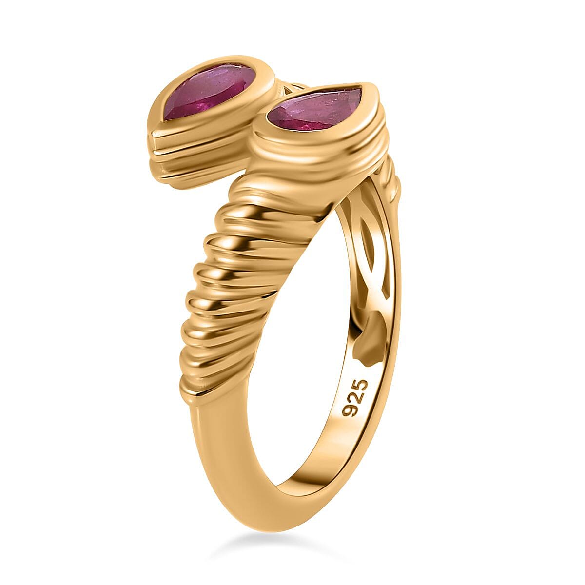 Ruby Bypass Ring in 18K Vermeil Yellow Gold Plated Sterling Silver 1.17 Ct 7758118 3