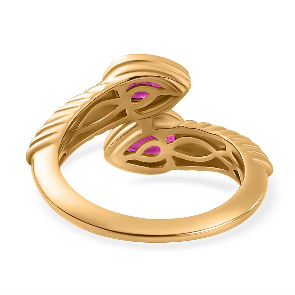 Ruby Bypass Ring in 18K Vermeil Yellow Gold Plated Sterling Silver 1.17 Ct 7758118 4