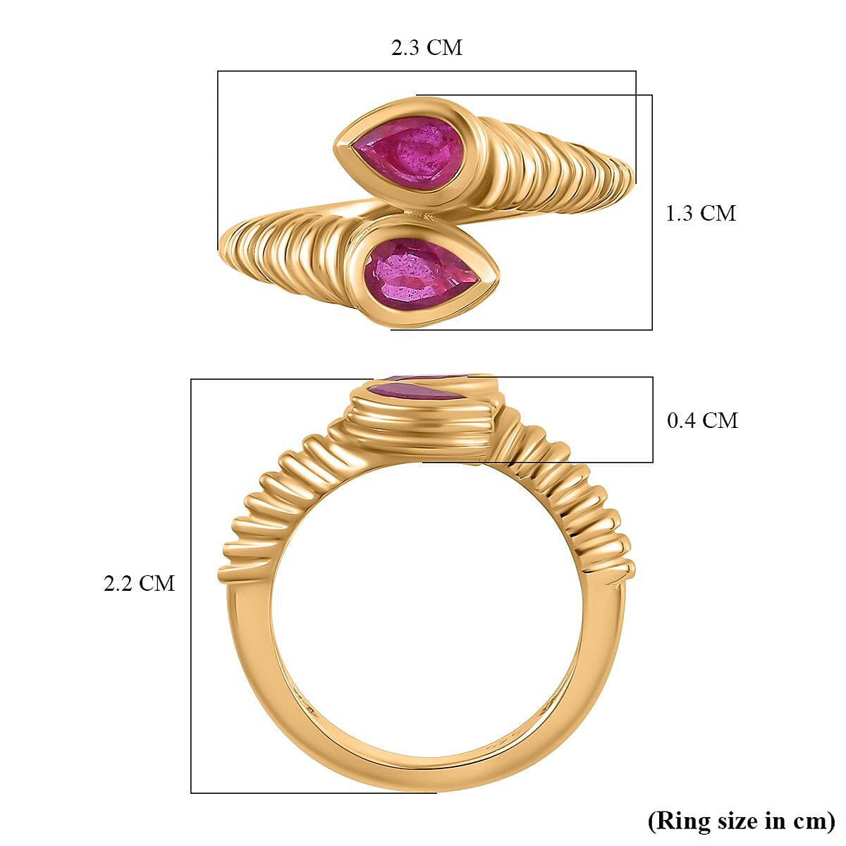 Ruby Bypass Ring in 18K Vermeil Yellow Gold Plated Sterling Silver 1.17 Ct 7758118 5