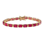 Ruby Tennis Bracelet (Size - 7) in 18K Vermeil Yellow Gold Sterling Silver 29.30 Ct, Silver Wt. 9.95 Gms