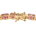 Ruby Tennis Bracelet (Size - 7) in 18K Vermeil Yellow Gold Sterling Silver 29.30 Ct, Silver Wt. 9.95 Gms