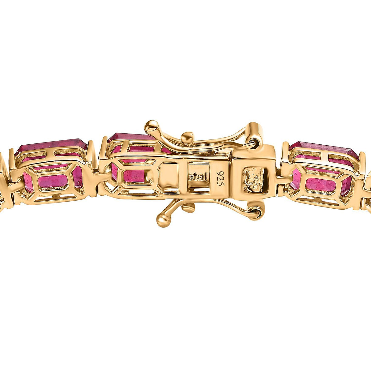 Ruby Tennis Bracelet (Size - 7) in 18K Vermeil Yellow Gold Sterling Silver 29.30 Ct, Silver Wt. 9.95 Gms 7578527 3