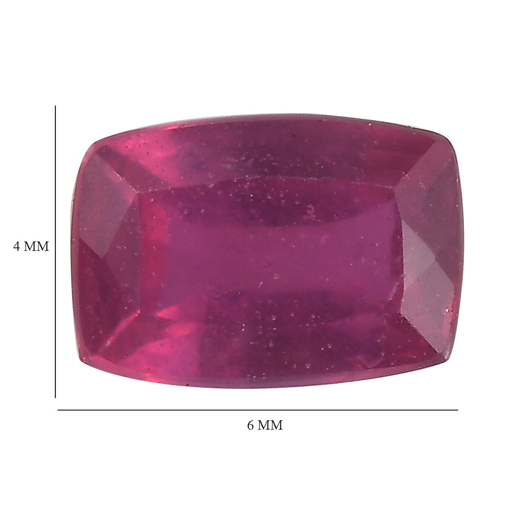 Fissure Filled Ruby Loose Gemstone in Cushion Shape 0.53 Ct.