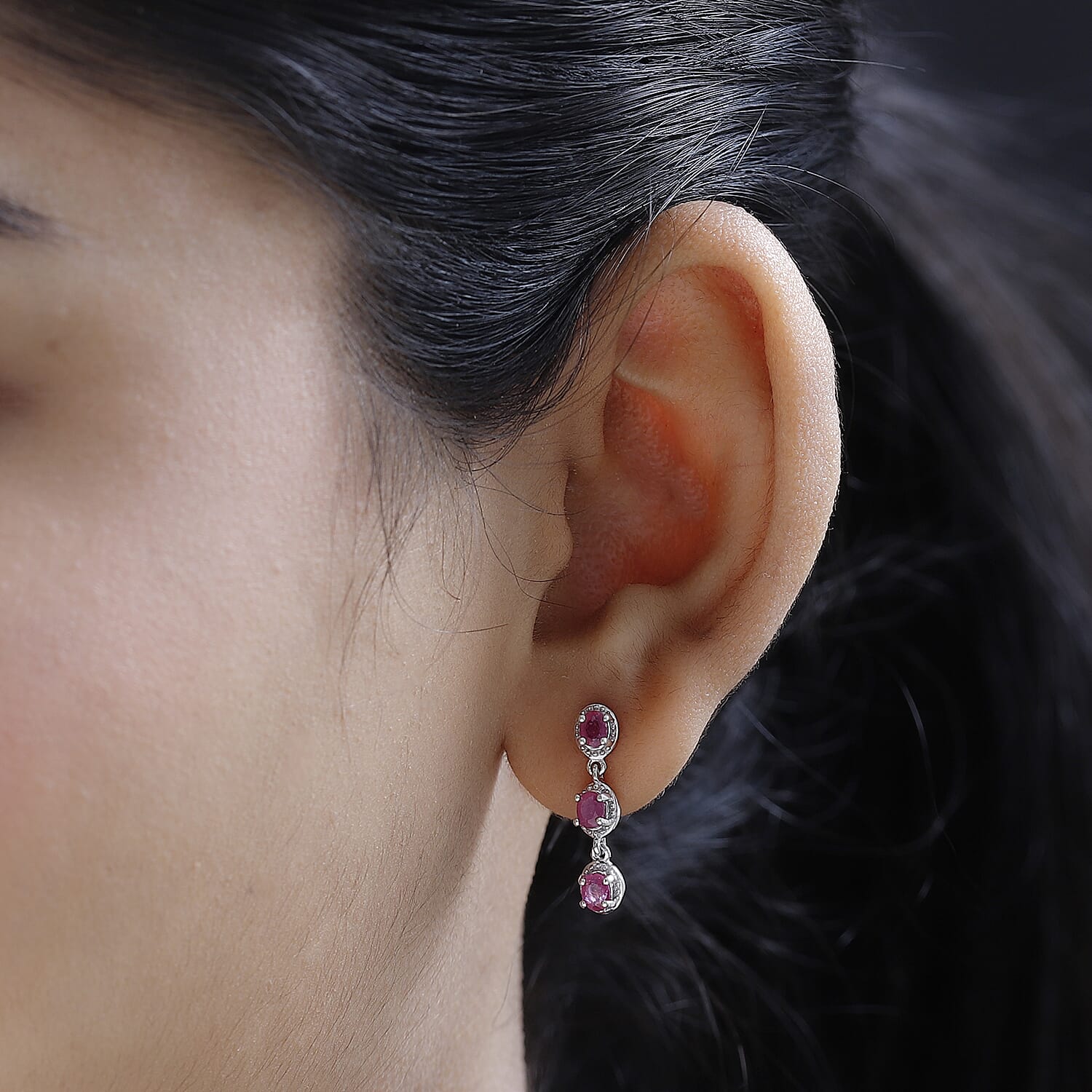 African Ruby Dangle Earrings in Platinum Overlay Sterling Silver 1.51 Ct. 7548745 2