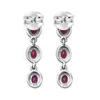 African Ruby Dangle Earrings in Platinum Overlay Sterling Silver 1.51 Ct.