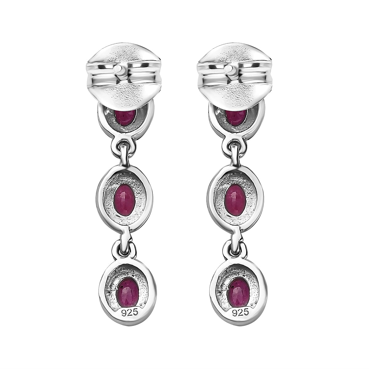 African Ruby Dangle Earrings in Platinum Overlay Sterling Silver 1.51 Ct. 7548745 4