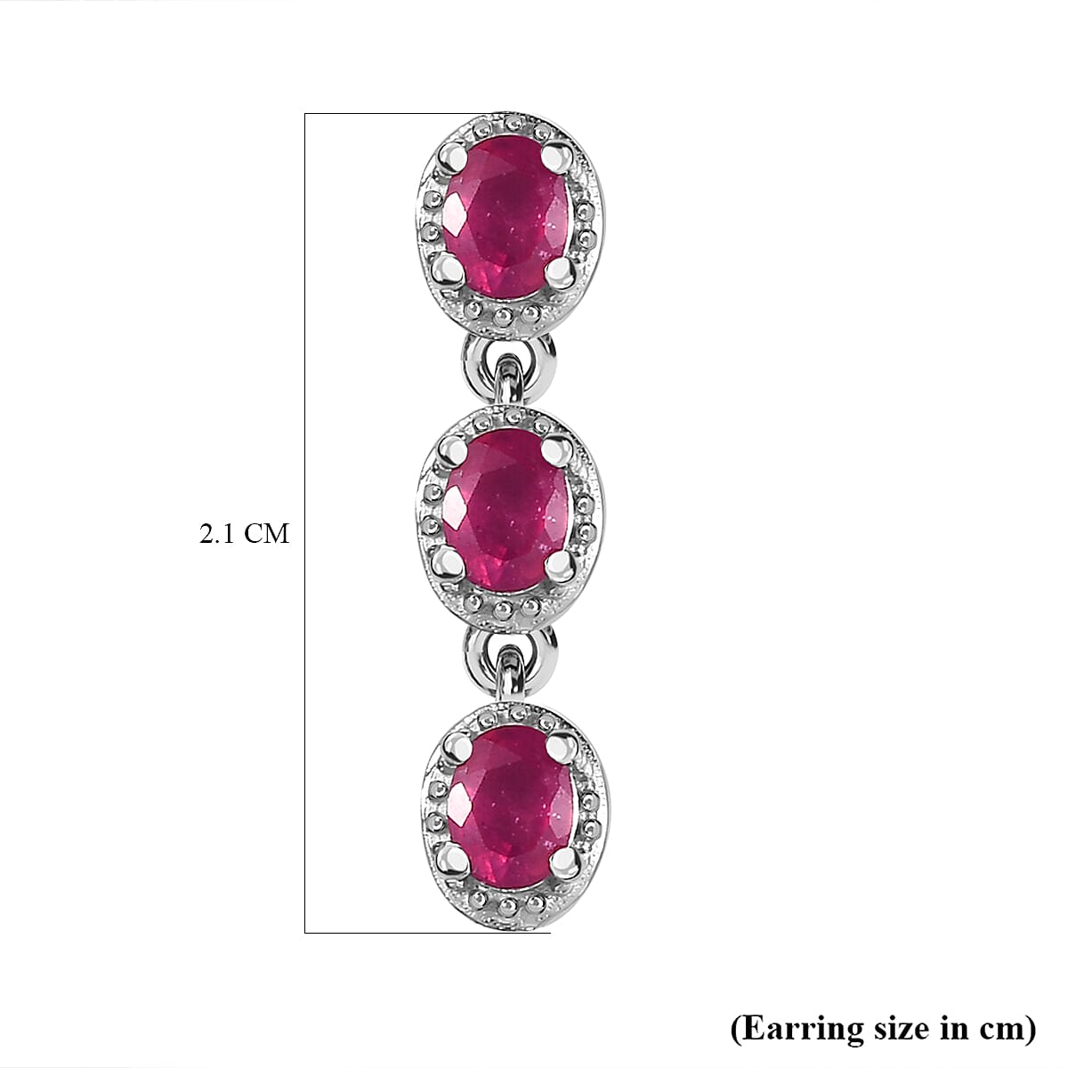 African Ruby Dangle Earrings in Platinum Overlay Sterling Silver 1.51 Ct. 7548745 5