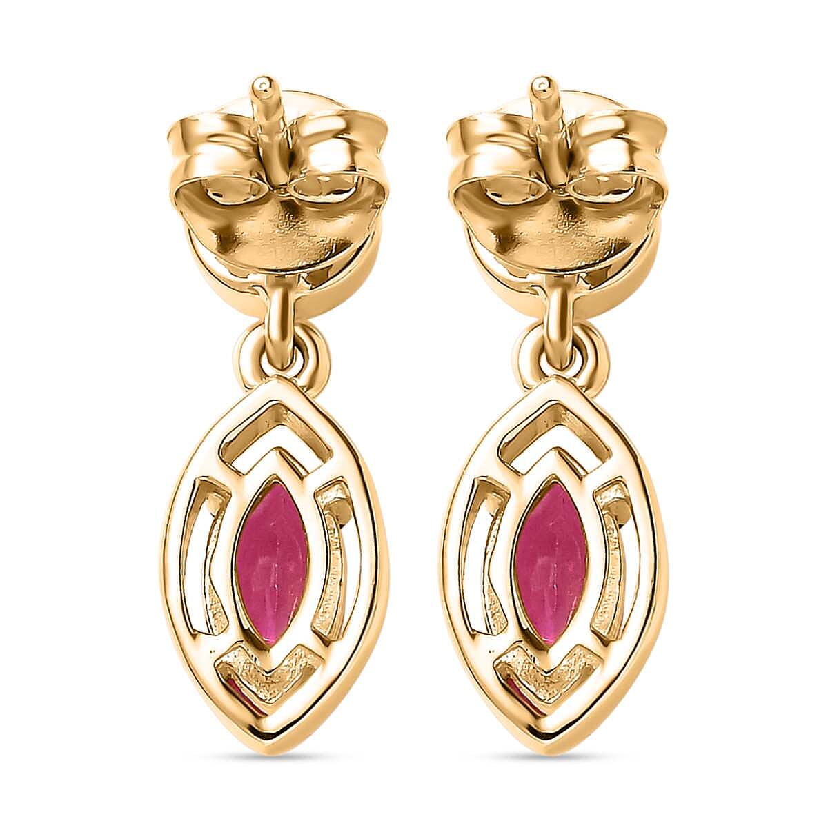 African Ruby Dangle Earrings in 18K Yellow Gold Vermeil Plated Sterling Silver 2.06 Ct. 7705859 6