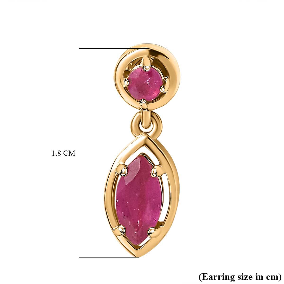 African Ruby Dangle Earrings in 18K Yellow Gold Vermeil Plated Sterling Silver 2.06 Ct. 7705859 7