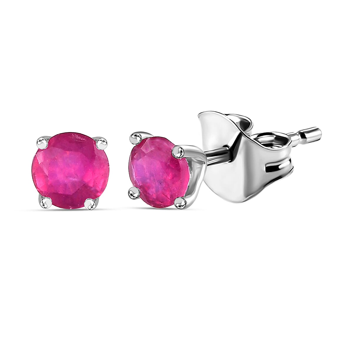 Ruby Solitaire Stud Earrings in Sterling Silver 7545695 0